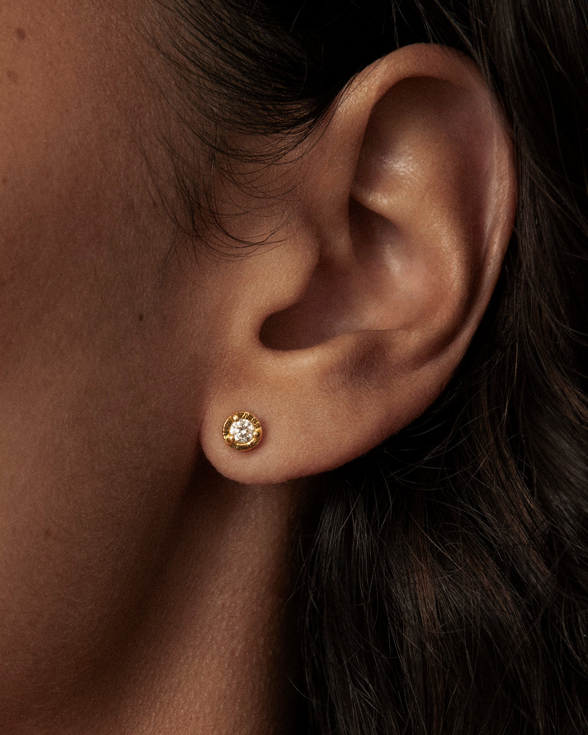 Full Moon Single Stud Lucy Folk Earrings