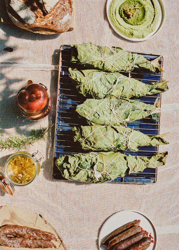Fig Leaf Roasted Fish