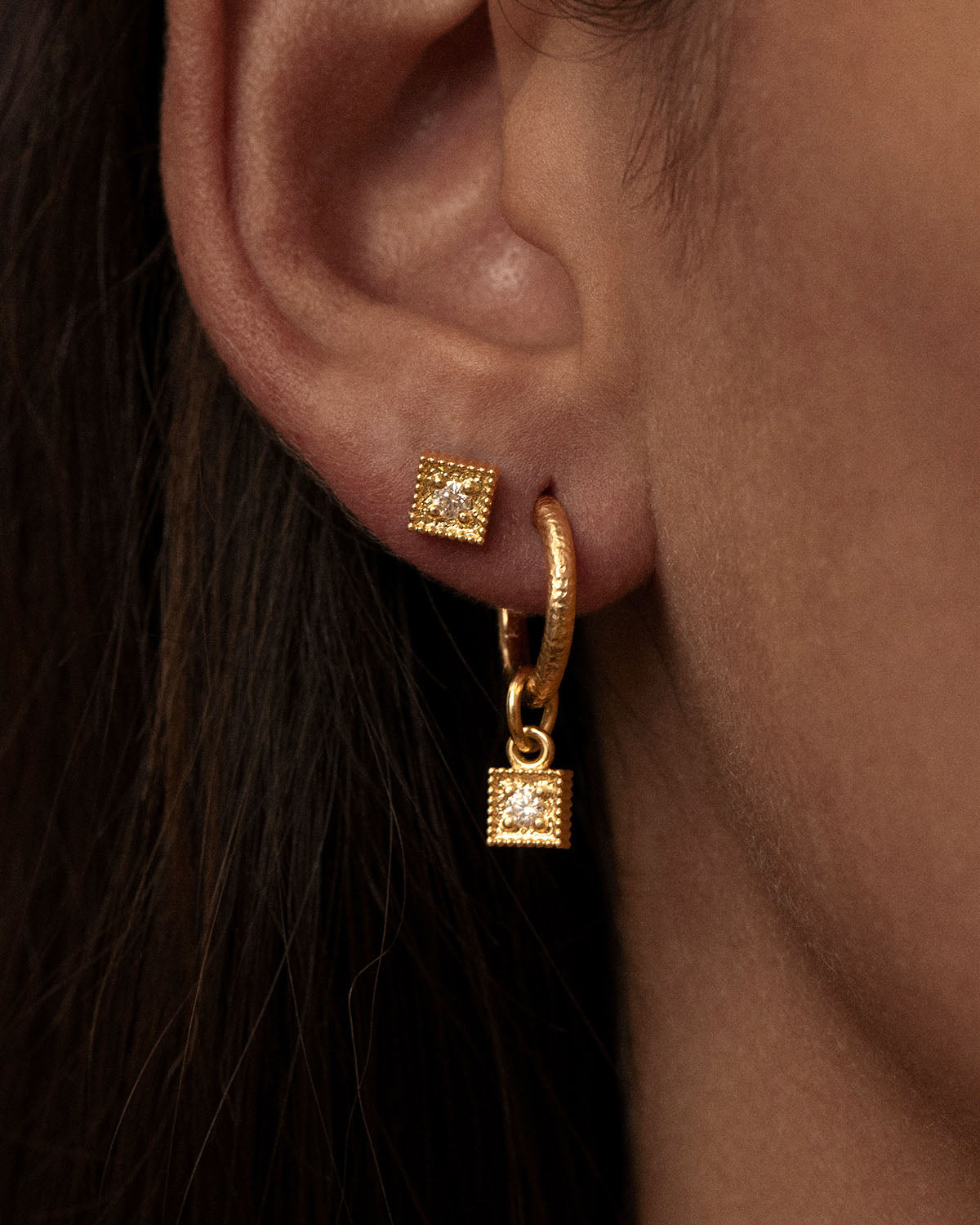 Cartouche Diamond Studs - 18ct