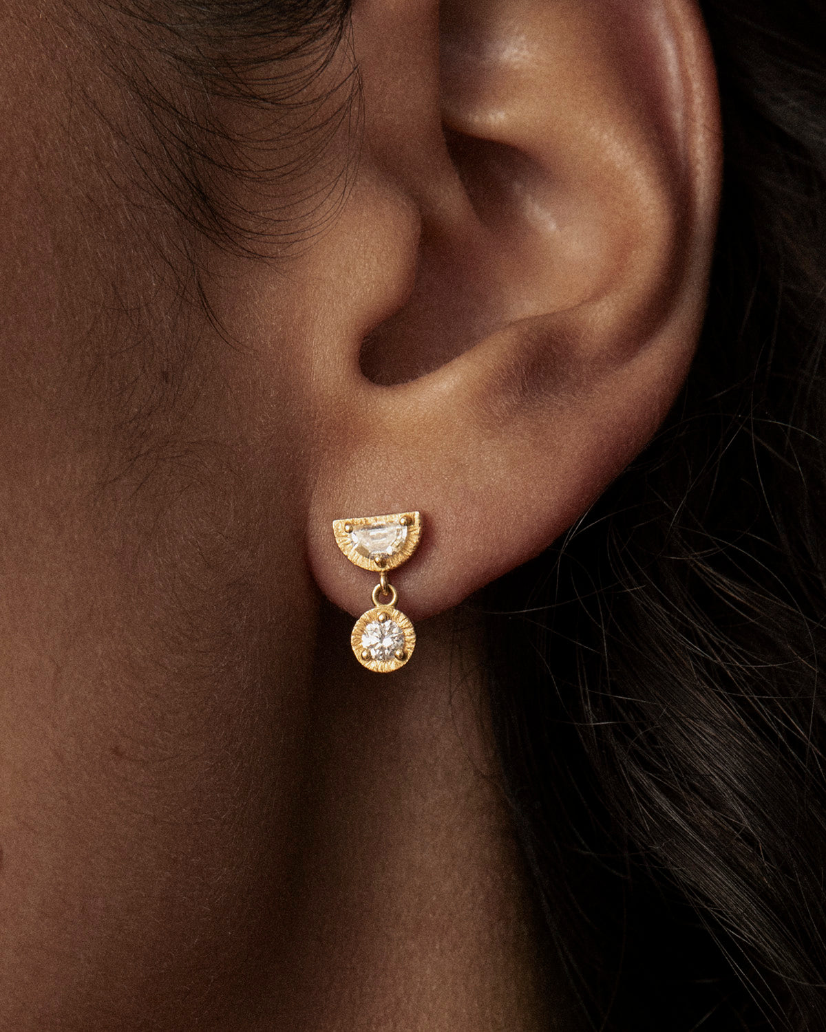 Harvest Moon Diamond Single Stud - 18ct