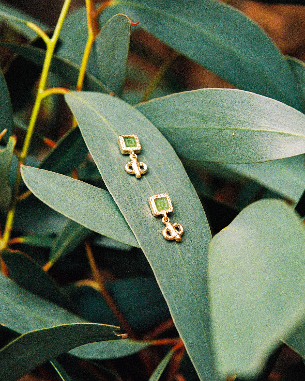 Jade Stone Key Earrings