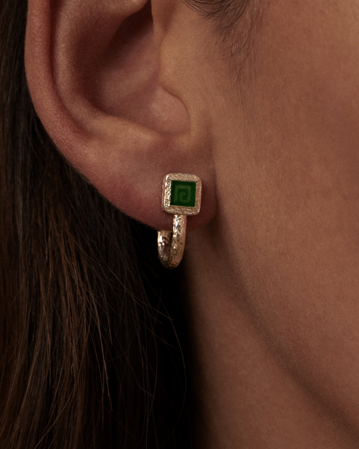 Jade Key Earrings - 9ct