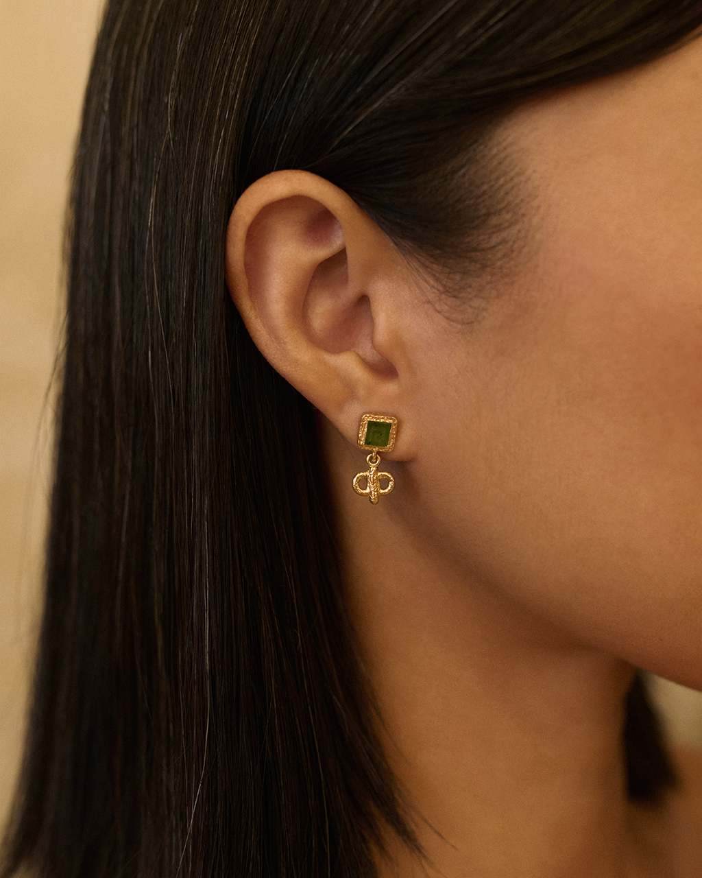 Jade Stone Key Earrings