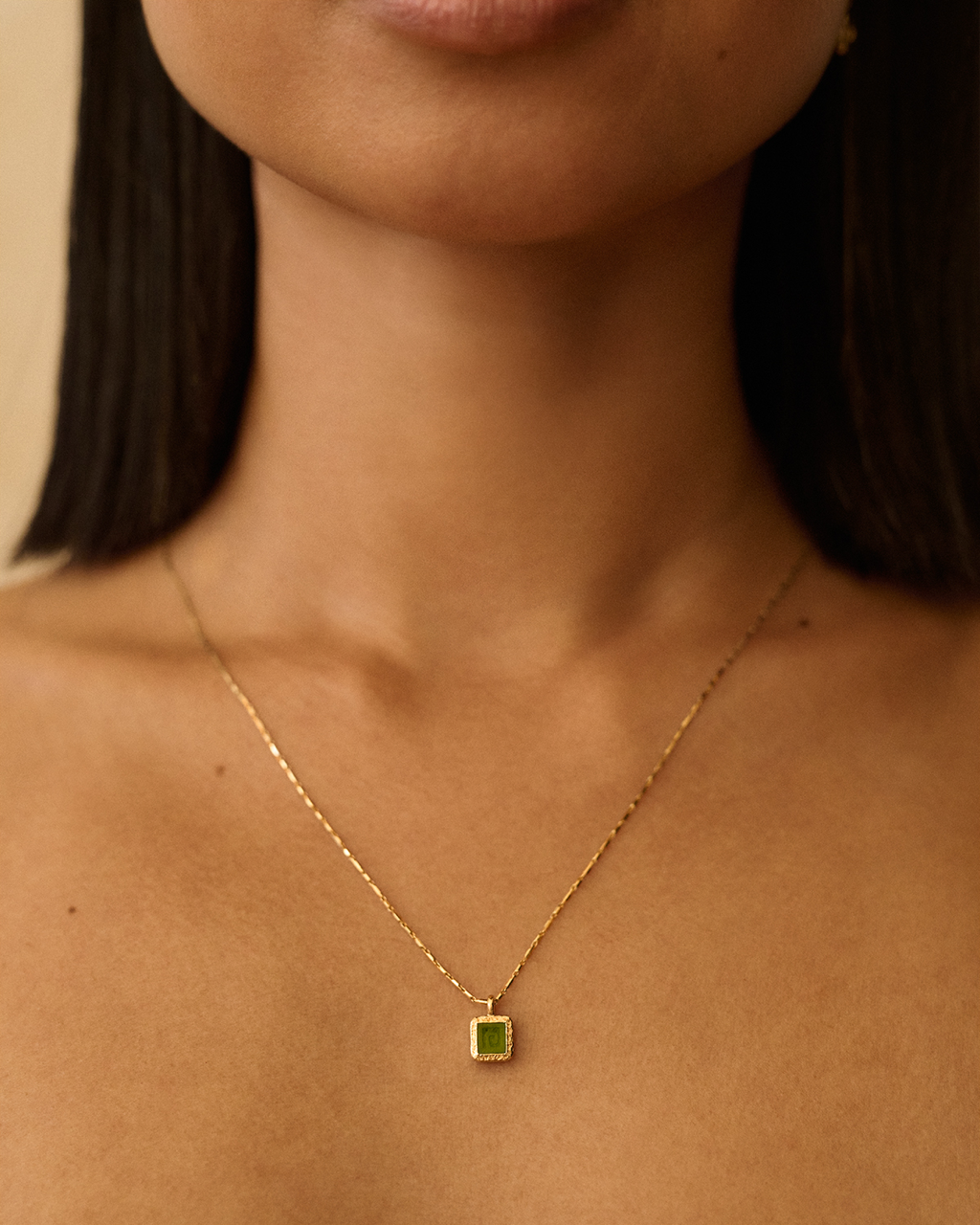 Jade Key Pendant - 9ct