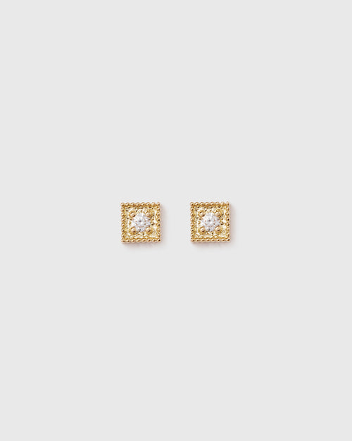 Cartouche Diamond Studs - 18ct