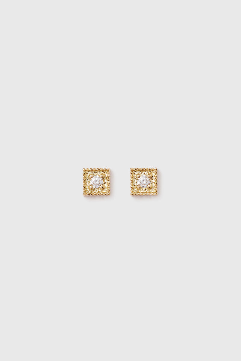 Cartouche Diamond Studs - 18ct
