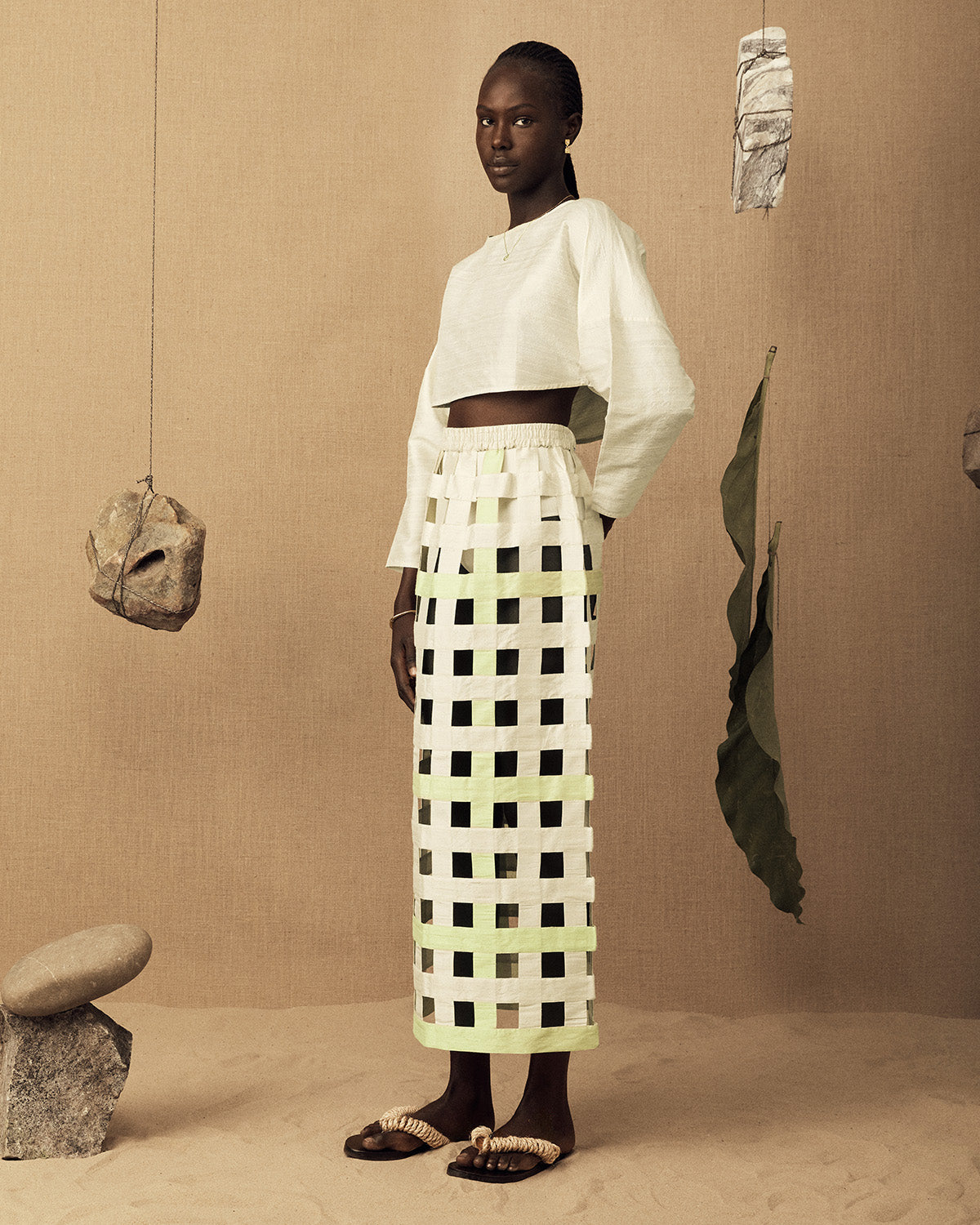 Silk Grid Skirt