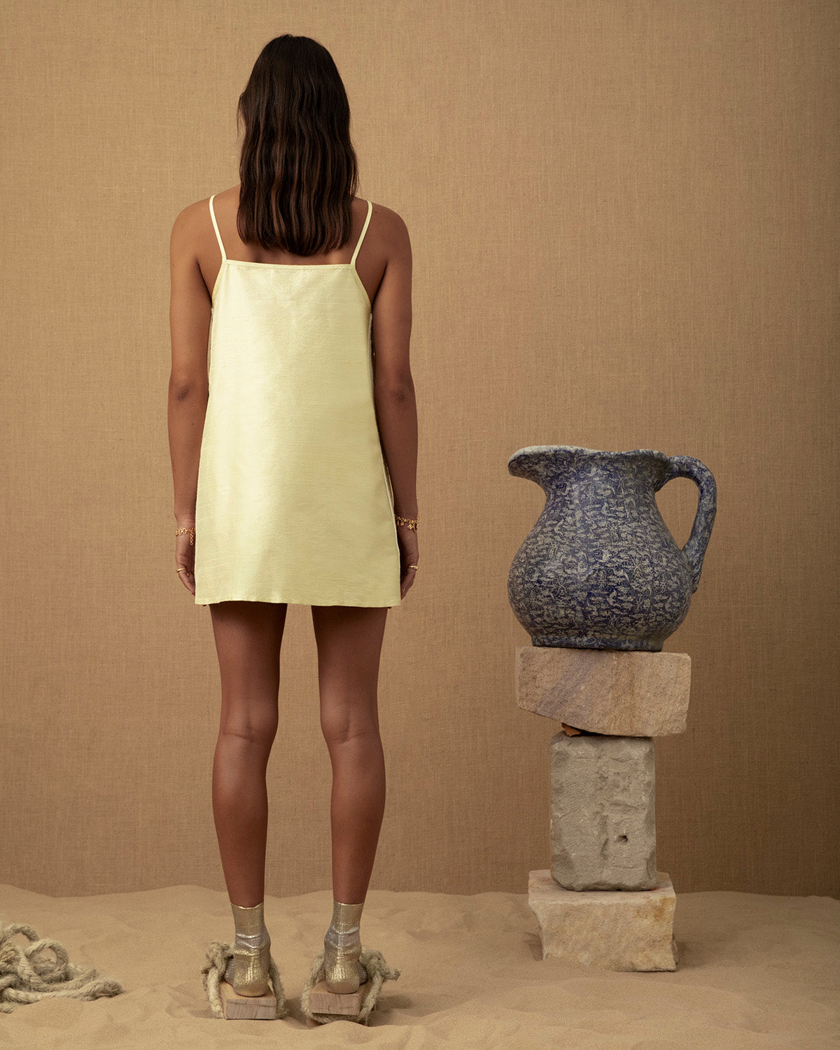 Tufted Wave Silk Cami Dress