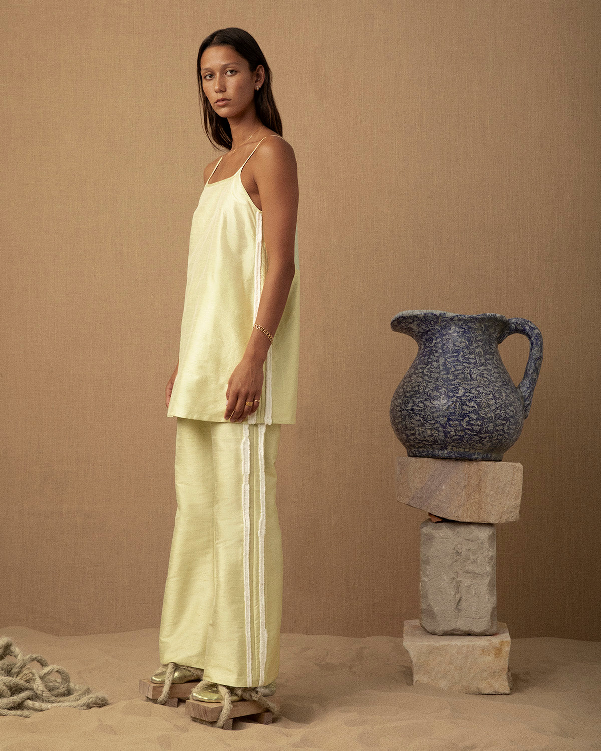 Tufted Wave Silk Flare Pant